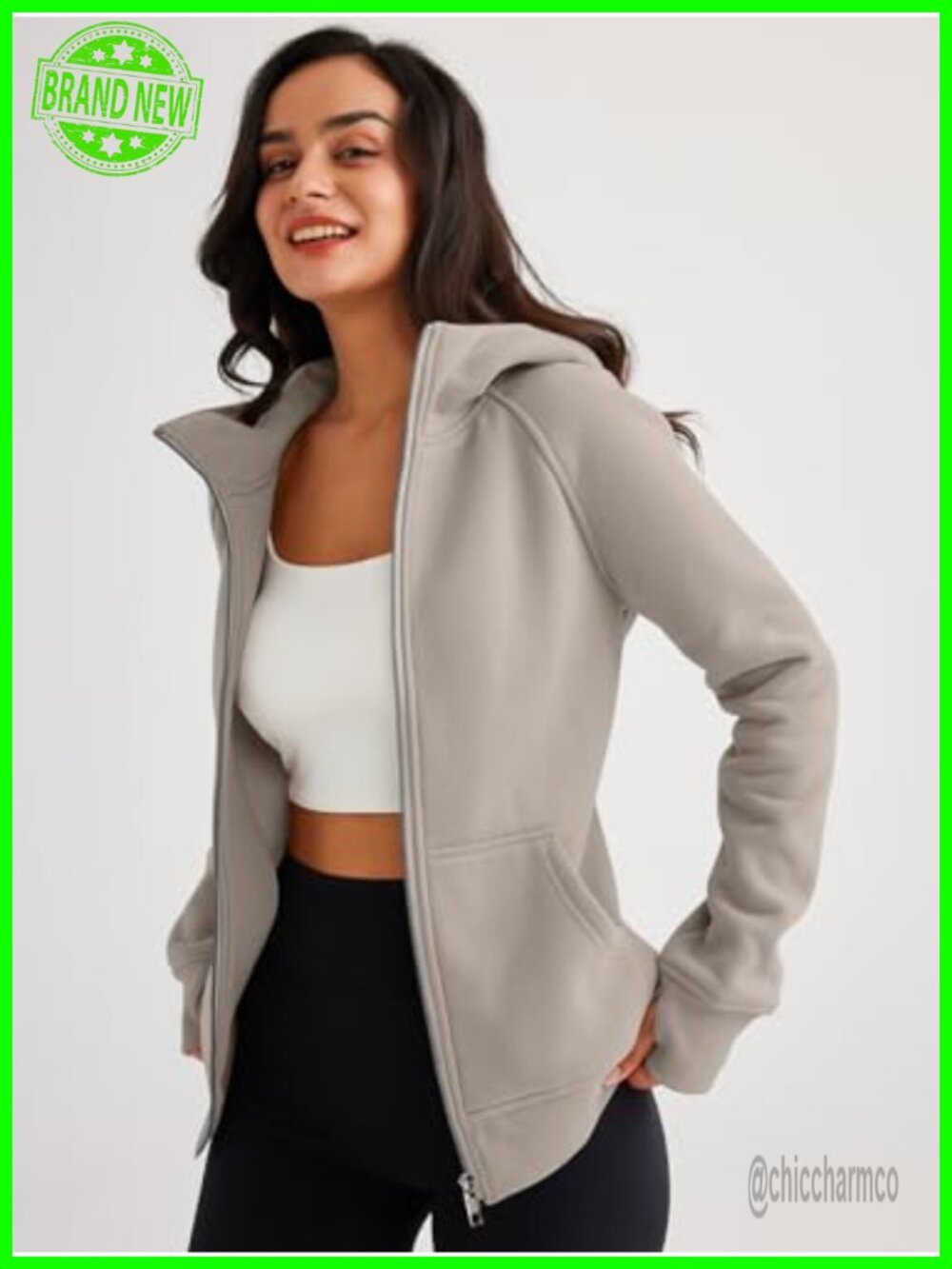 Women's Zip Up Hoodie Fleece Jacket Fall Winter Full Zip Cotton Blend - Picture 5 of 5